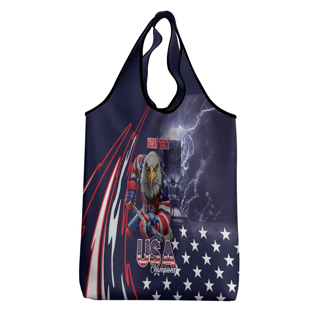 United States Ice Hockey Champions Personalized Grocery Bag Lets Go Boy USA Goal