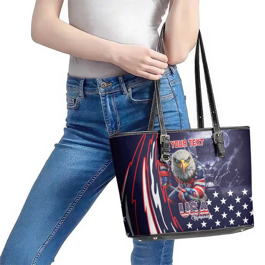 United States Ice Hockey Champions Personalized Leather Tote Bag Lets Go Boy USA Goal