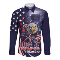 United States Ice Hockey Champions Personalized Long Sleeve Button Shirt Lets Go Boy USA Goal
