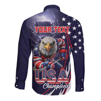 United States Ice Hockey Champions Personalized Long Sleeve Button Shirt Lets Go Boy USA Goal