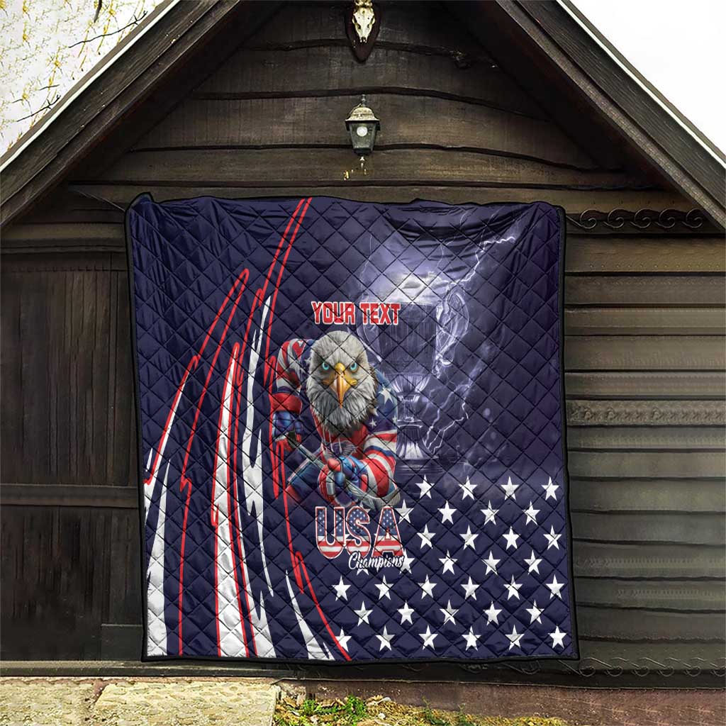 United States Ice Hockey Champions Personalized Quilt Lets Go Boy USA Goal