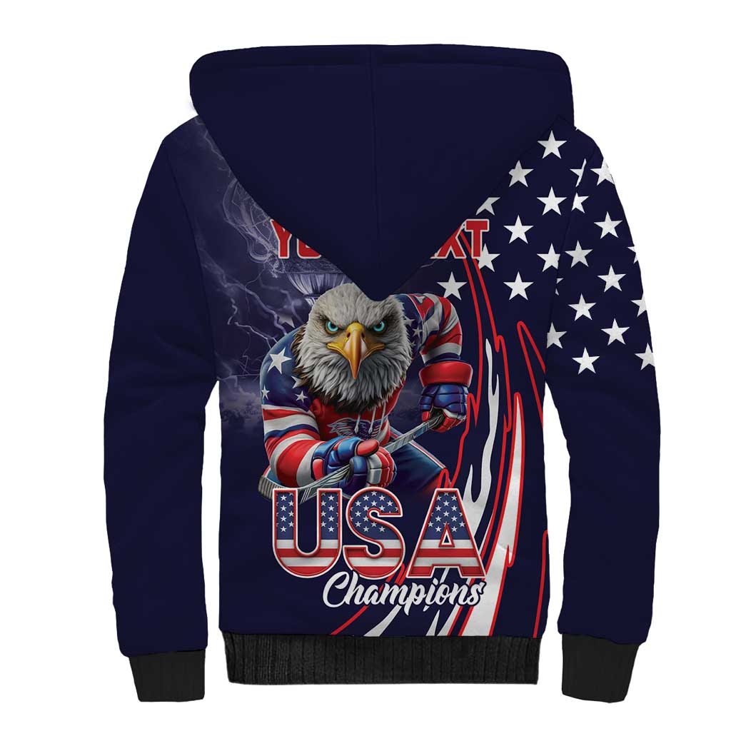 United States Ice Hockey Champions Personalized Sherpa Hoodie Lets Go Boy USA Goal