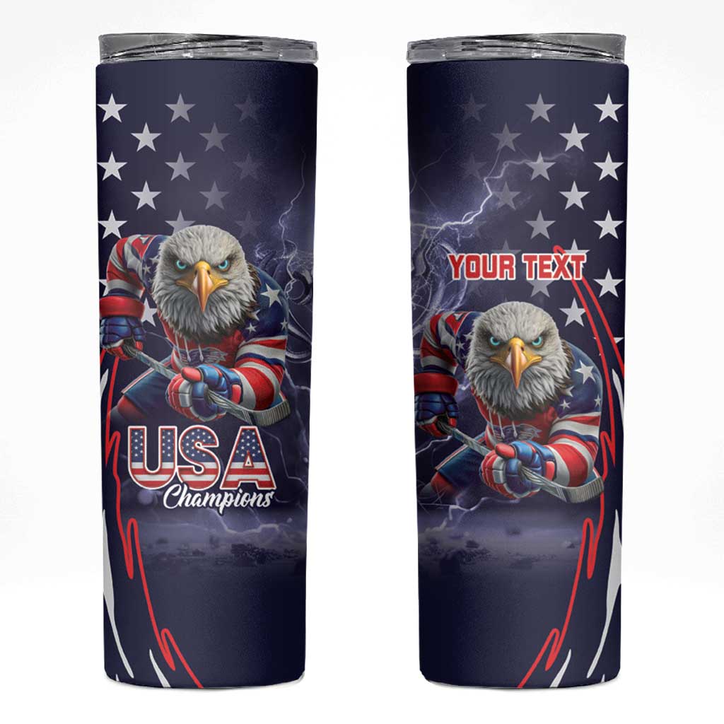 United States Ice Hockey Champions Personalized Skinny Tumbler Lets Go Boy USA Goal