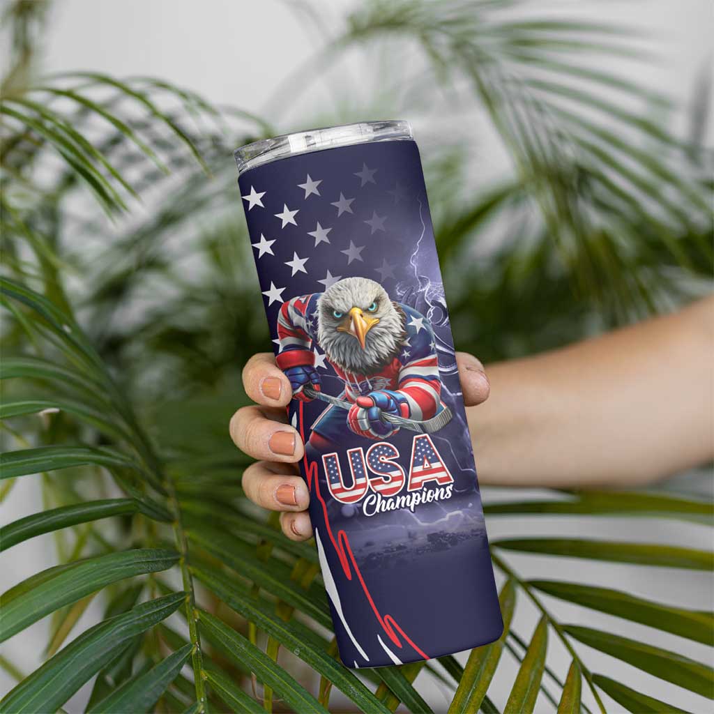United States Ice Hockey Champions Personalized Skinny Tumbler Lets Go Boy USA Goal