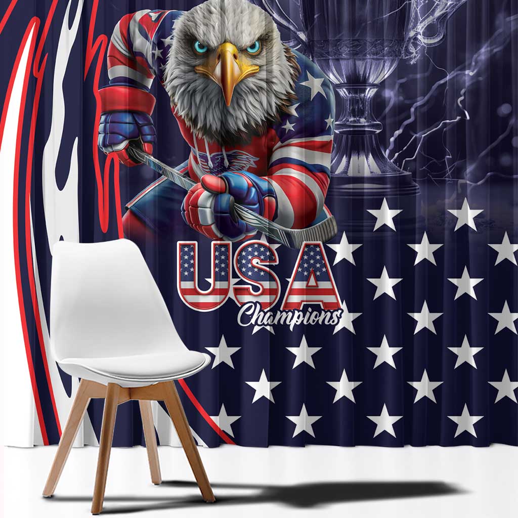 United States Ice Hockey Champions Personalized Window Curtain Lets Go Boy USA Goal