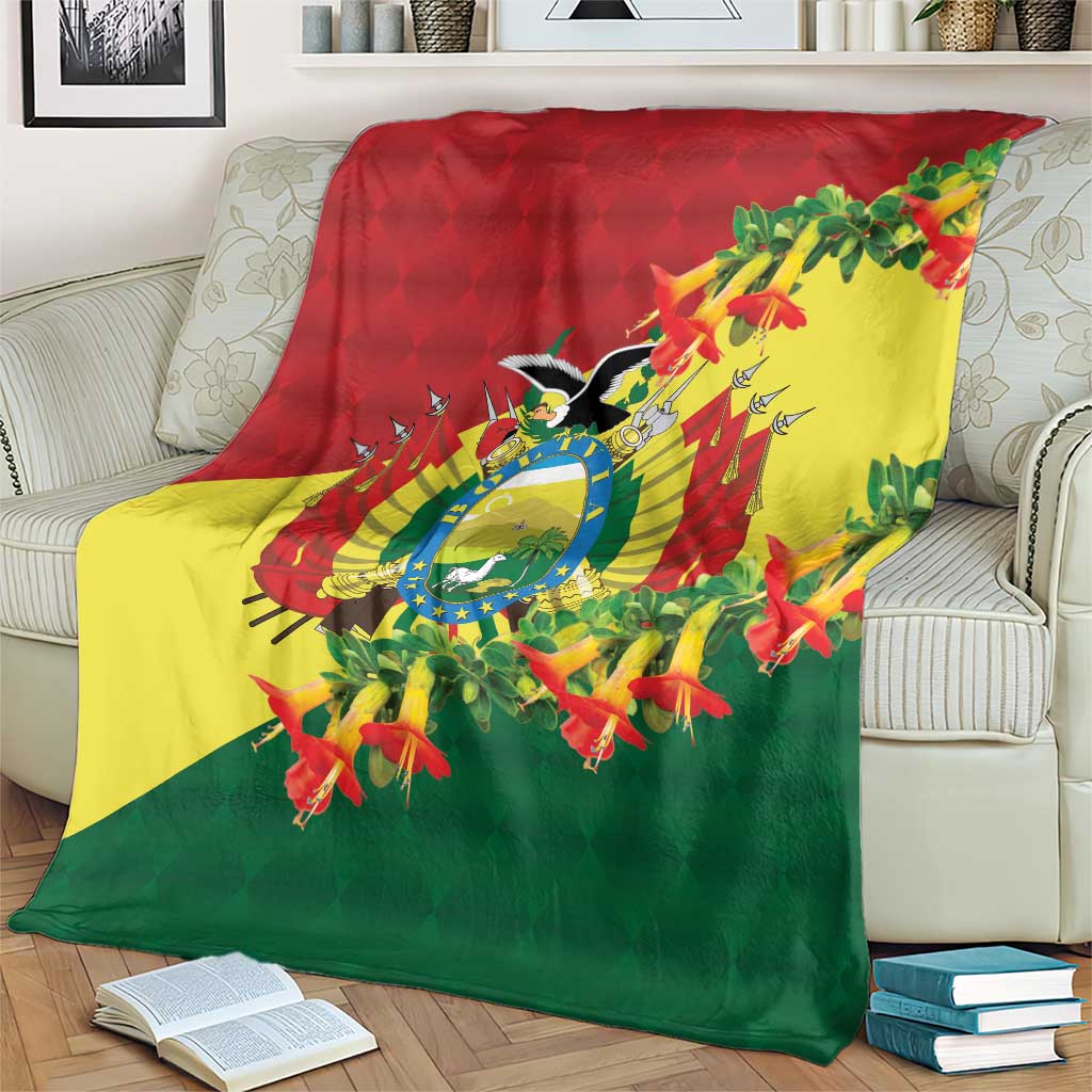 Bolivia Andean Condor Kantuta Flowers Blanket