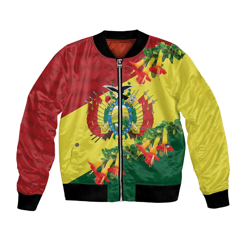 Bolivia Andean Condor Kantuta Flowers Bomber Jacket