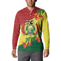 Bolivia Andean Condor Kantuta Flowers Button Sweatshirt