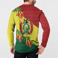 Bolivia Andean Condor Kantuta Flowers Button Sweatshirt