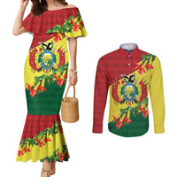 Bolivia Andean Condor Kantuta Flowers Couples Matching Mermaid Dress and Long Sleeve Button Shirt