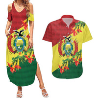 Bolivia Andean Condor Kantuta Flowers Couples Matching Summer Maxi Dress and Hawaiian Shirt