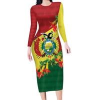 Bolivia Andean Condor Kantuta Flowers Family Matching Long Sleeve Bodycon Dress and Hawaiian Shirt