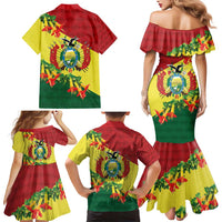 Bolivia Andean Condor Kantuta Flowers Family Matching Mermaid Dress and Hawaiian Shirt