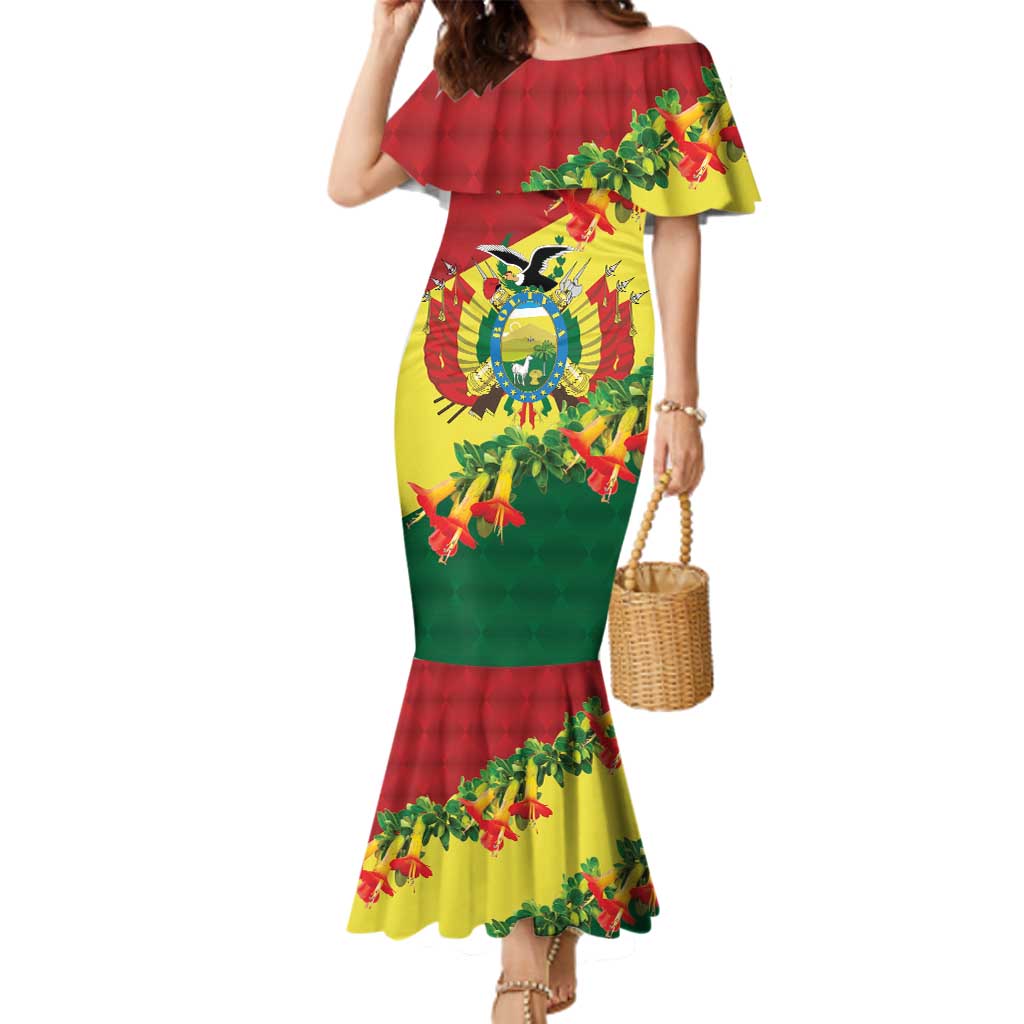 Bolivia Andean Condor Kantuta Flowers Family Matching Mermaid Dress and Hawaiian Shirt