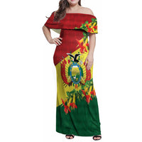 Bolivia Andean Condor Kantuta Flowers Family Matching Off Shoulder Maxi Dress and Hawaiian Shirt