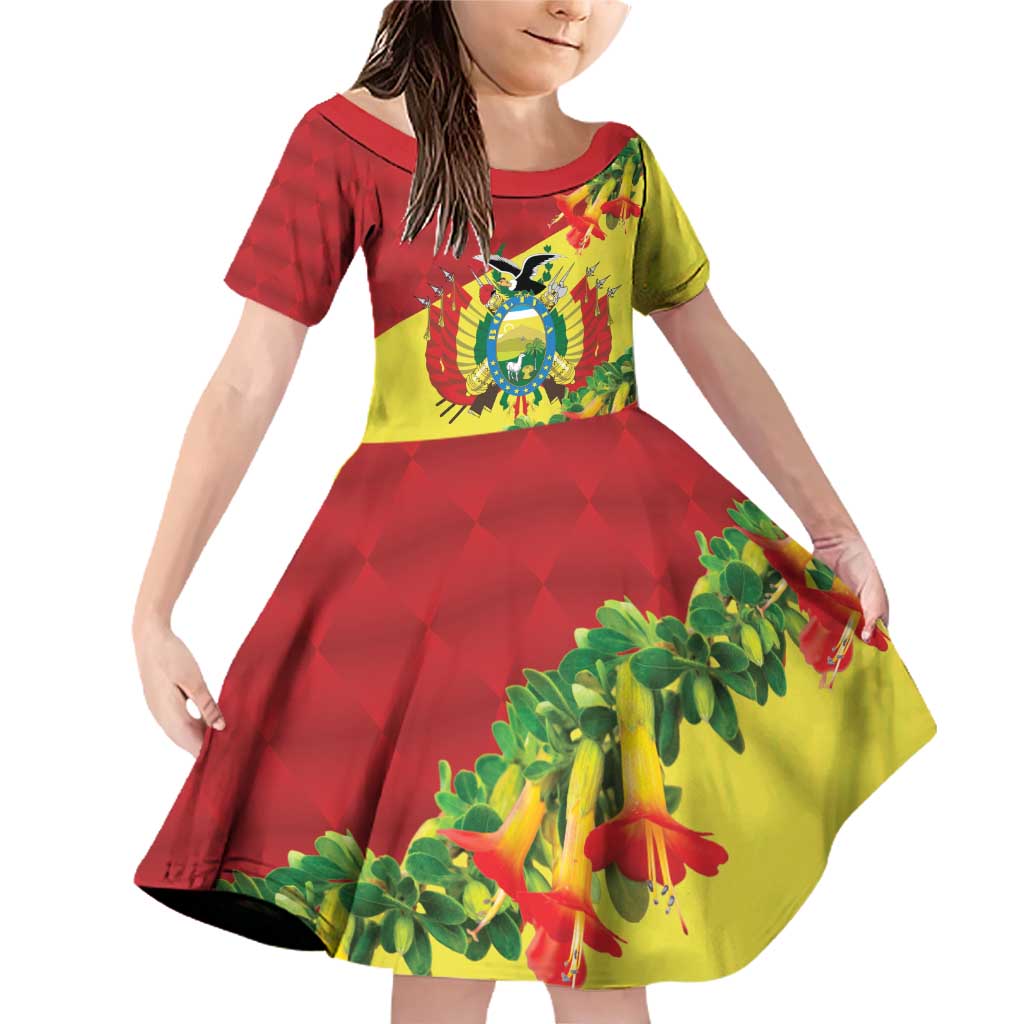 Bolivia Andean Condor Kantuta Flowers Family Matching Off Shoulder Short Dress and Hawaiian Shirt