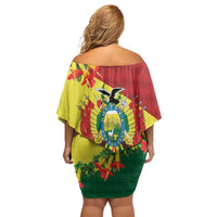 Bolivia Andean Condor Kantuta Flowers Family Matching Off Shoulder Short Dress and Hawaiian Shirt
