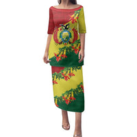 Bolivia Andean Condor Kantuta Flowers Family Matching Puletasi and Hawaiian Shirt