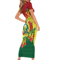 Bolivia Andean Condor Kantuta Flowers Family Matching Short Sleeve Bodycon Dress and Hawaiian Shirt