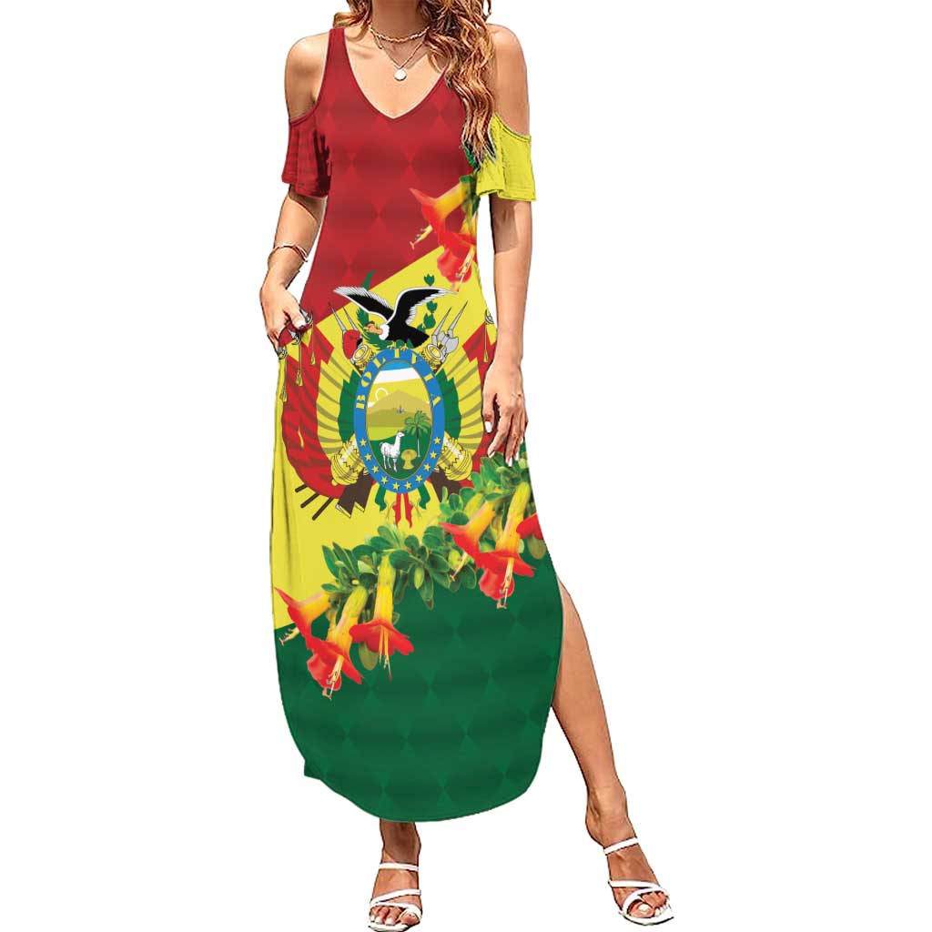 Bolivia Andean Condor Kantuta Flowers Family Matching Summer Maxi Dress and Hawaiian Shirt