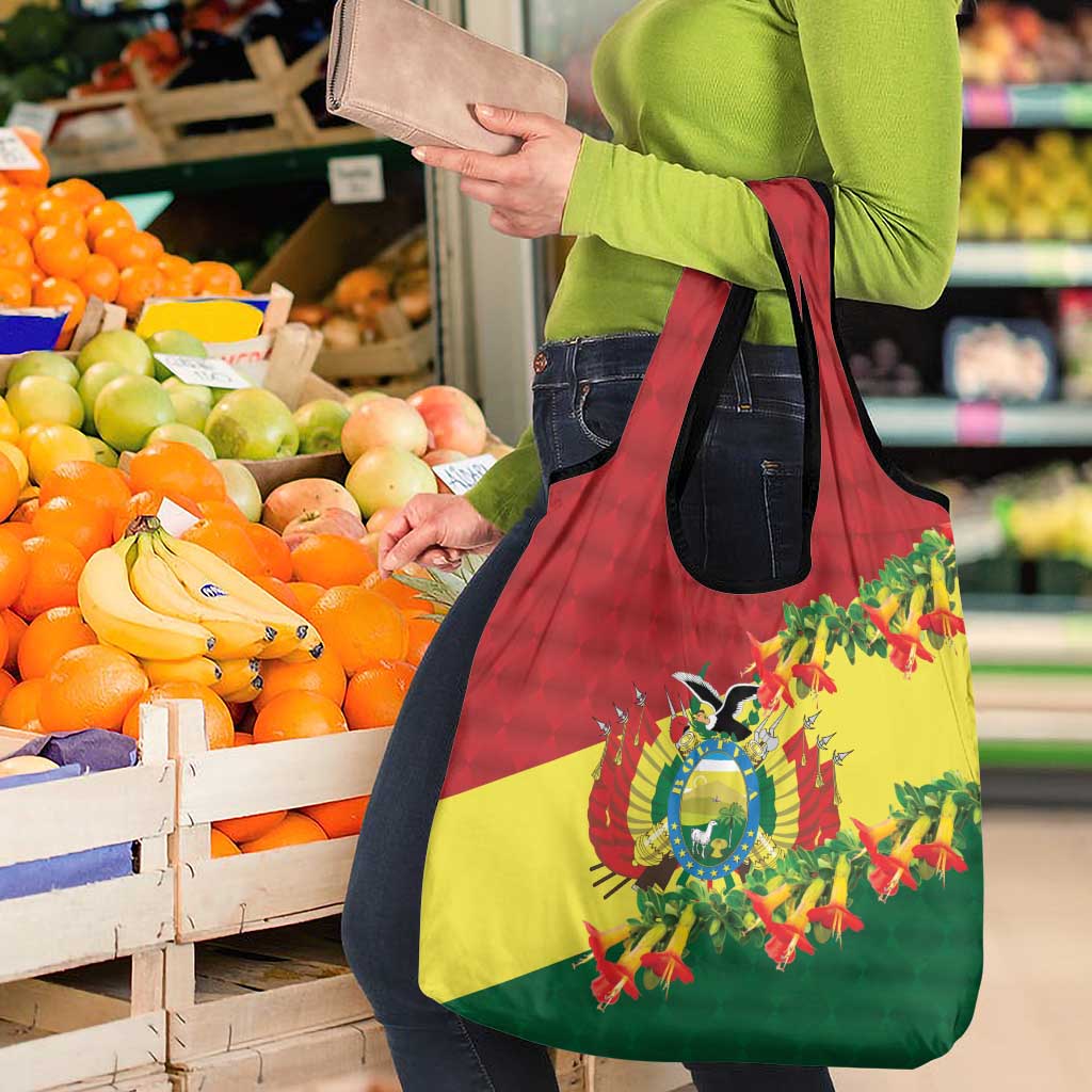 Bolivia Andean Condor Kantuta Flowers Grocery Bag LT9