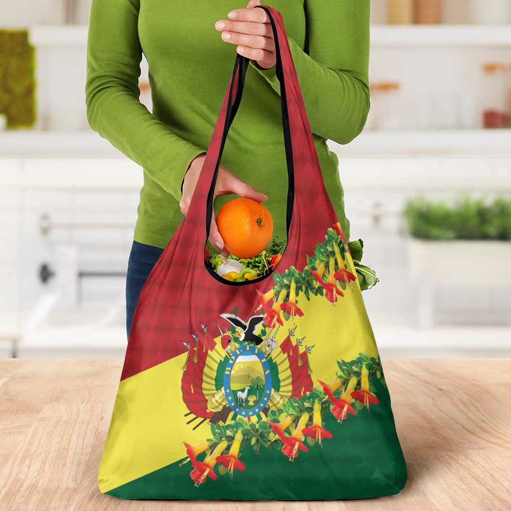 Bolivia Andean Condor Kantuta Flowers Grocery Bag