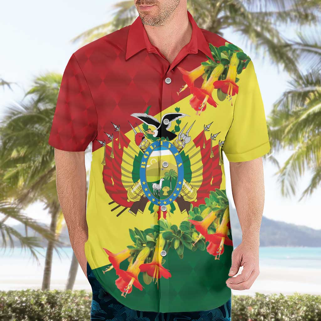 Bolivia Andean Condor Kantuta Flowers Hawaiian Shirt