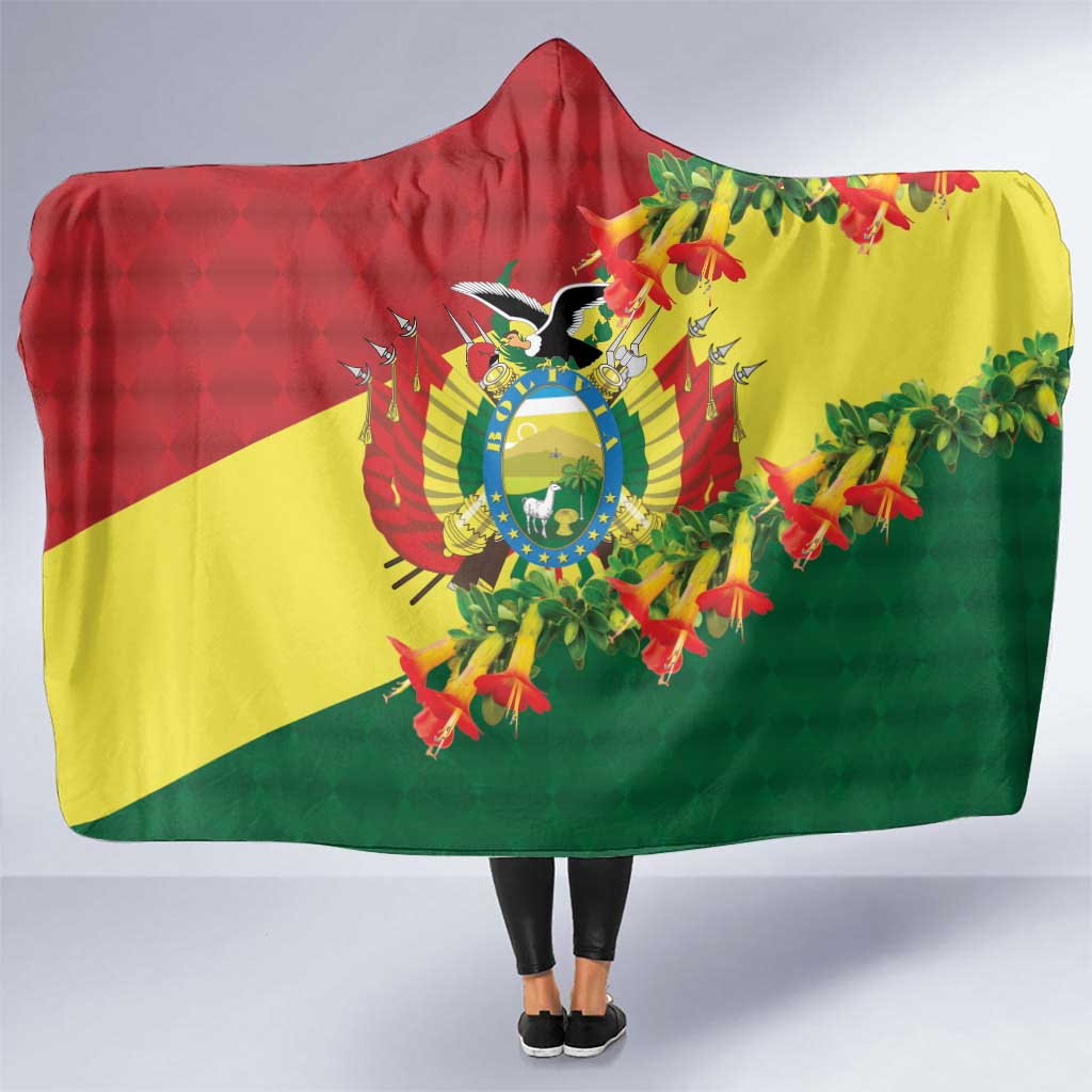 Bolivia Andean Condor Kantuta Flowers Hooded Blanket