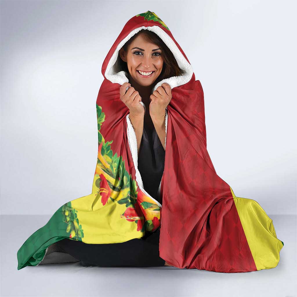 Bolivia Andean Condor Kantuta Flowers Hooded Blanket