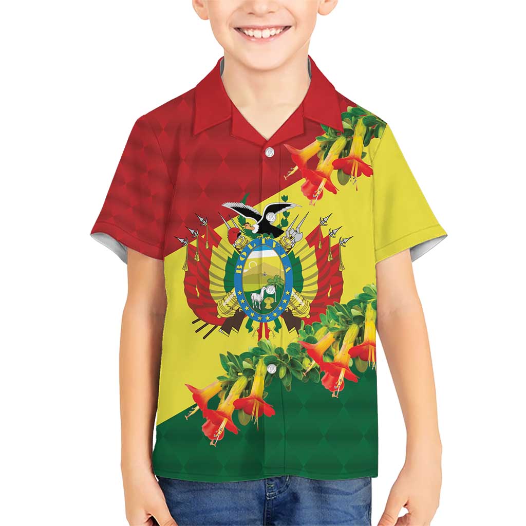 Bolivia Andean Condor Kantuta Flowers Kid Hawaiian Shirt