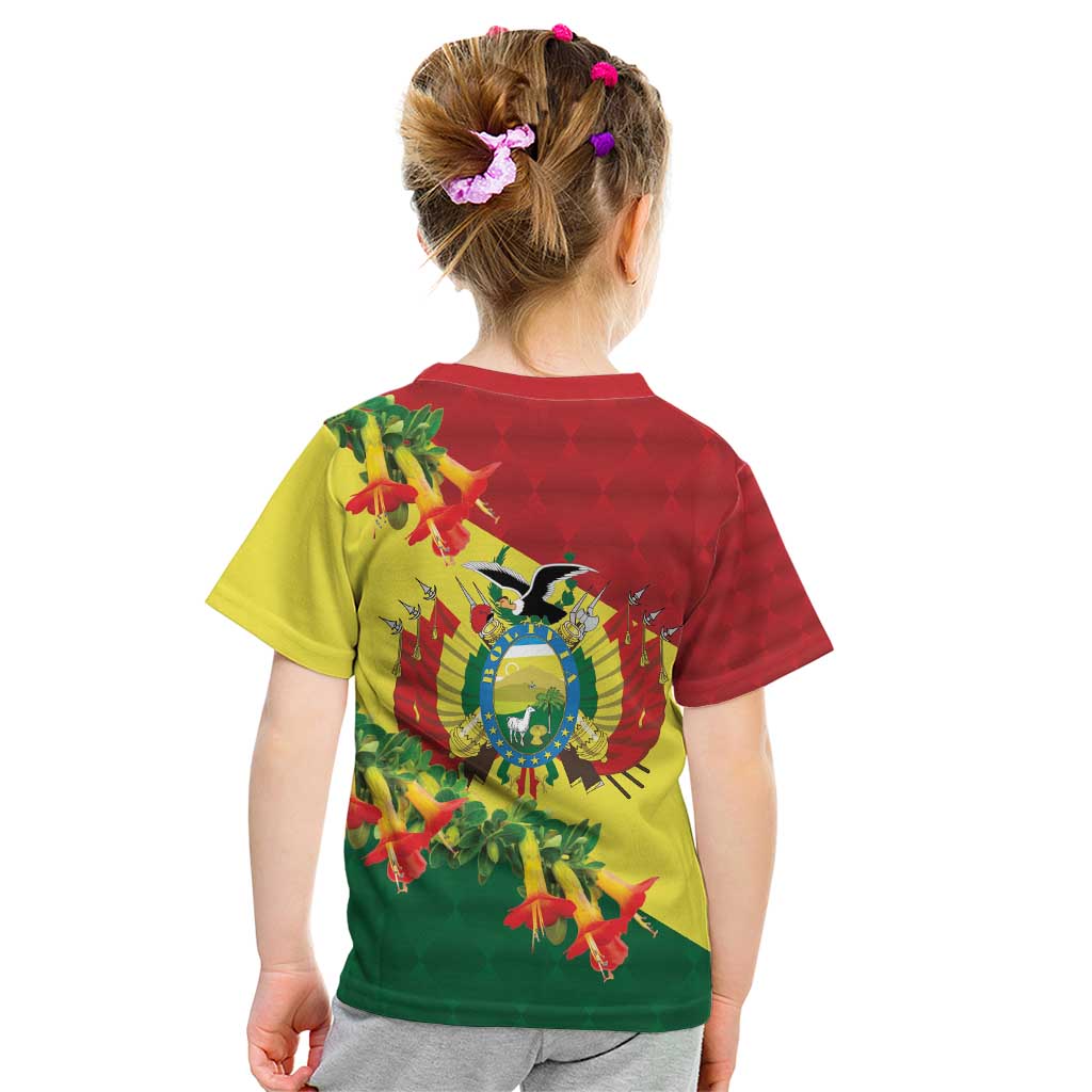 Bolivia Andean Condor Kantuta Flowers Kid T Shirt