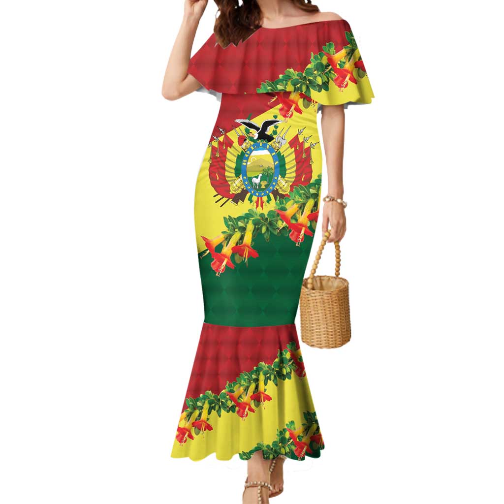 Bolivia Andean Condor Kantuta Flowers Mermaid Dress