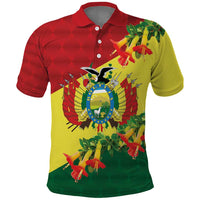 Bolivia Andean Condor Kantuta Flowers Polo Shirt