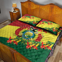 Bolivia Andean Condor Kantuta Flowers Quilt Bed Set