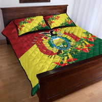 Bolivia Andean Condor Kantuta Flowers Quilt Bed Set