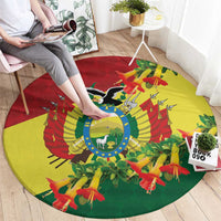 Bolivia Andean Condor Kantuta Flowers Round Carpet LT9