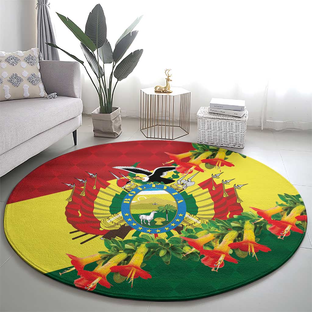 Bolivia Andean Condor Kantuta Flowers Round Carpet