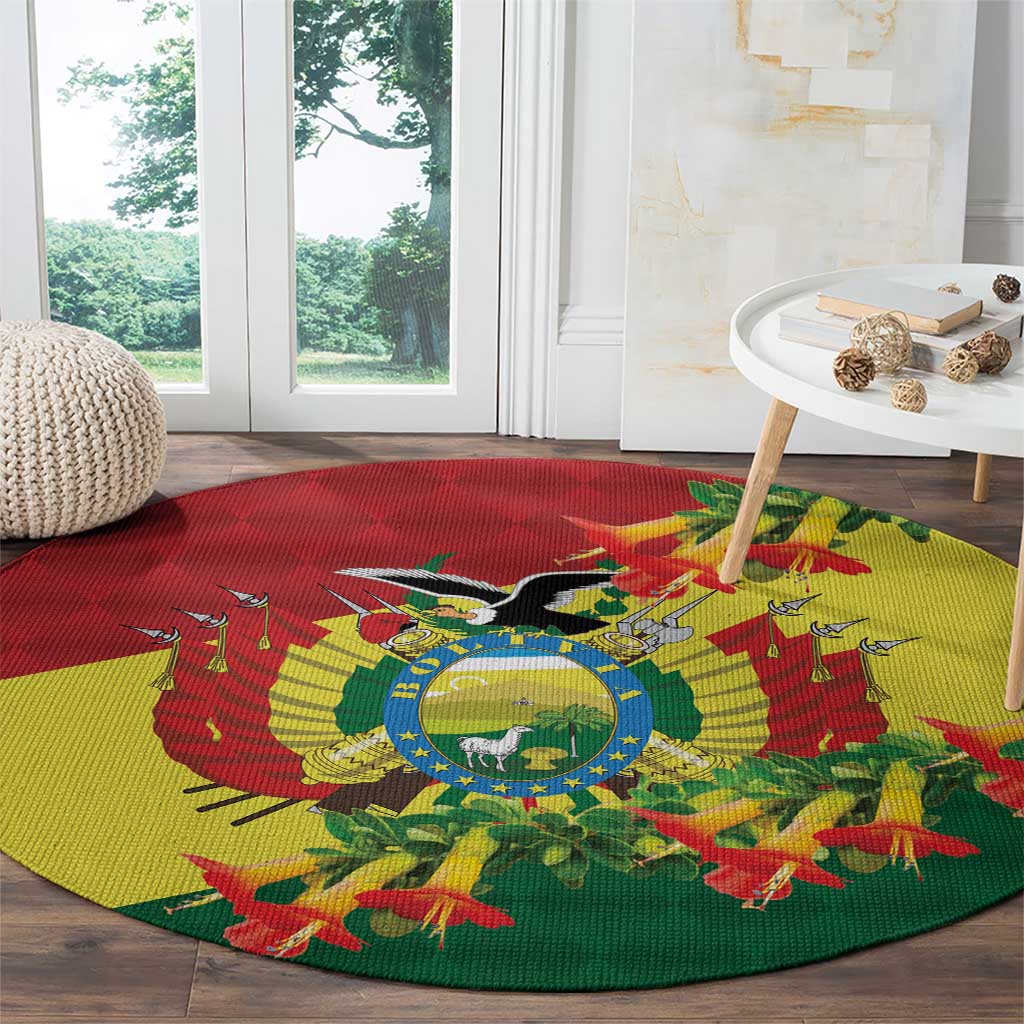 Bolivia Andean Condor Kantuta Flowers Round Carpet