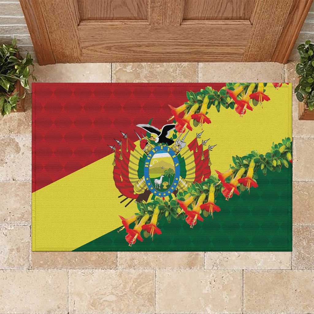 Bolivia Andean Condor Kantuta Flowers Rubber Doormat