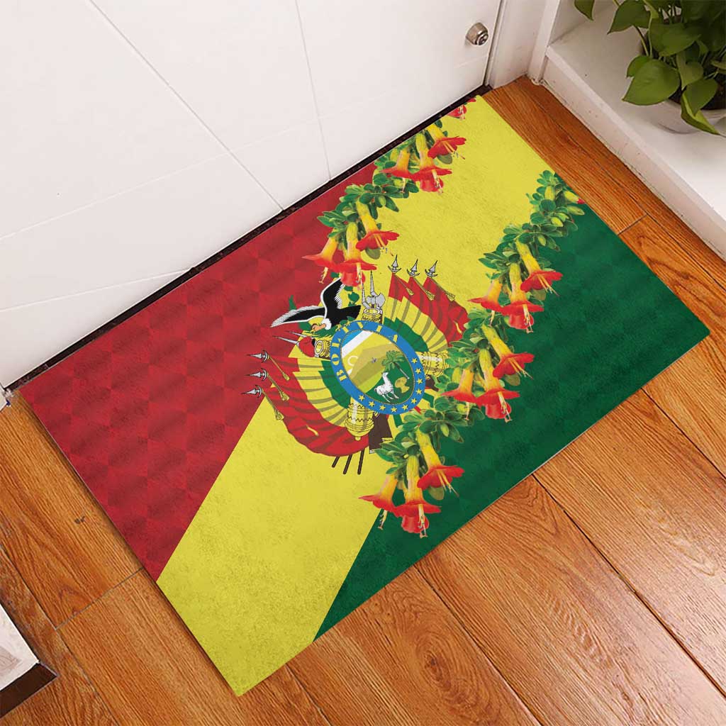 Bolivia Andean Condor Kantuta Flowers Rubber Doormat