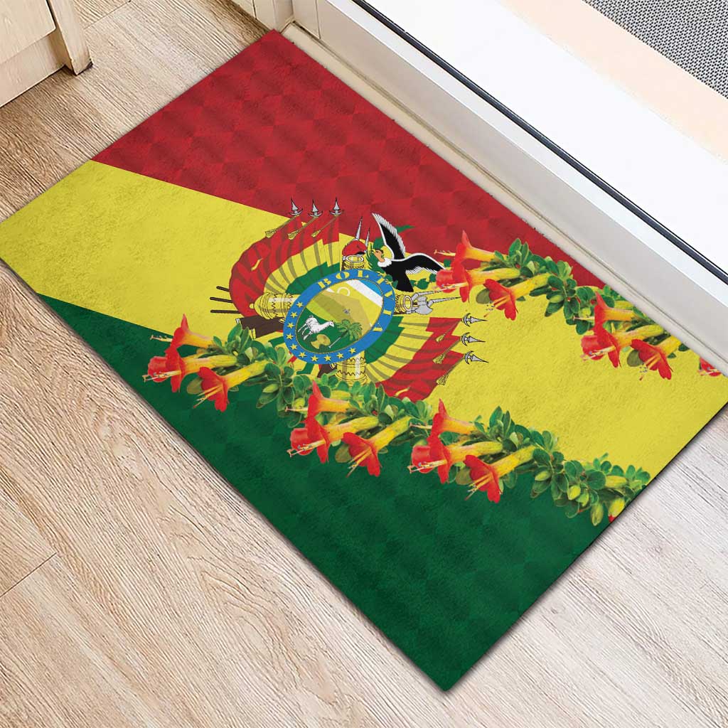 Bolivia Andean Condor Kantuta Flowers Rubber Doormat