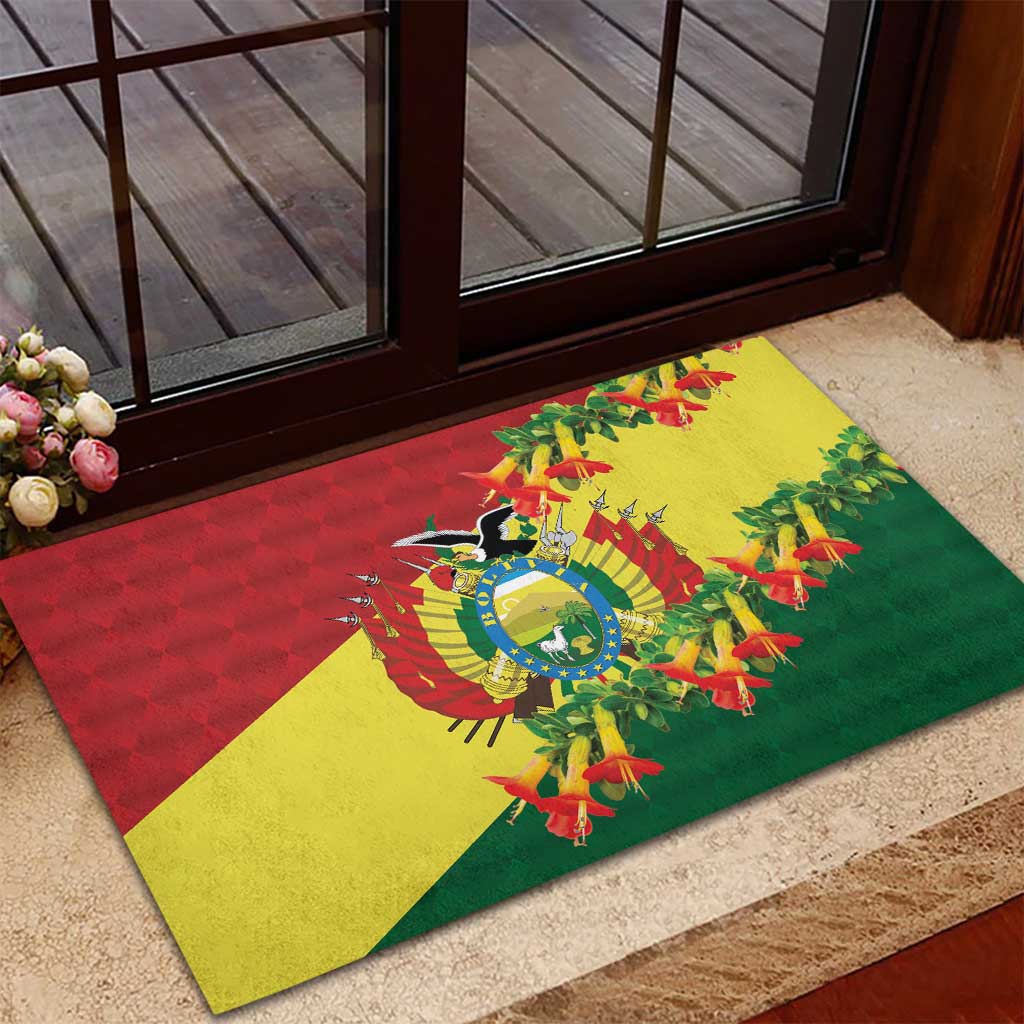 Bolivia Andean Condor Kantuta Flowers Rubber Doormat