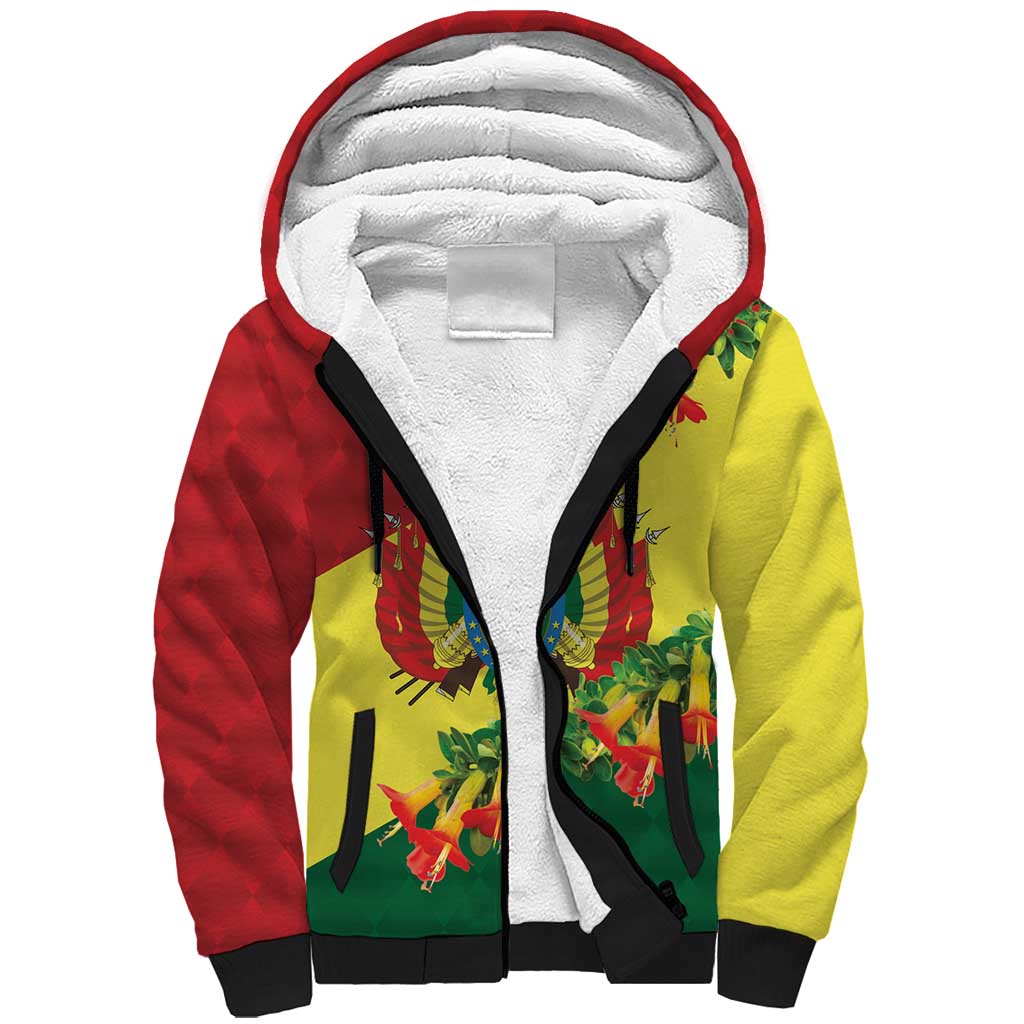 Bolivia Andean Condor Kantuta Flowers Sherpa Hoodie