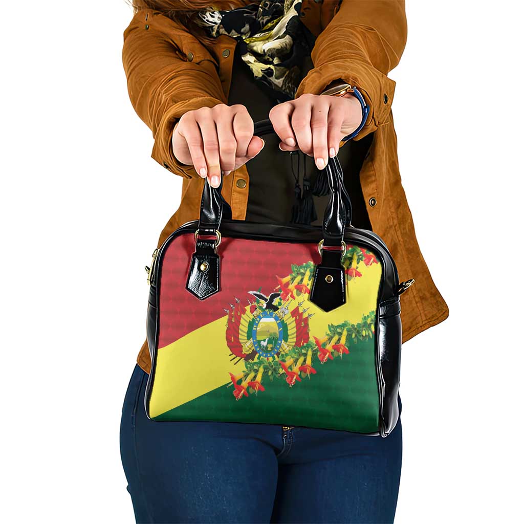 Bolivia Andean Condor Kantuta Flowers Shoulder Handbag
