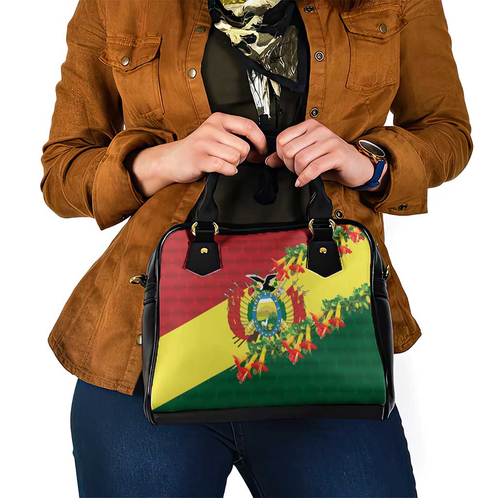 Bolivia Andean Condor Kantuta Flowers Shoulder Handbag