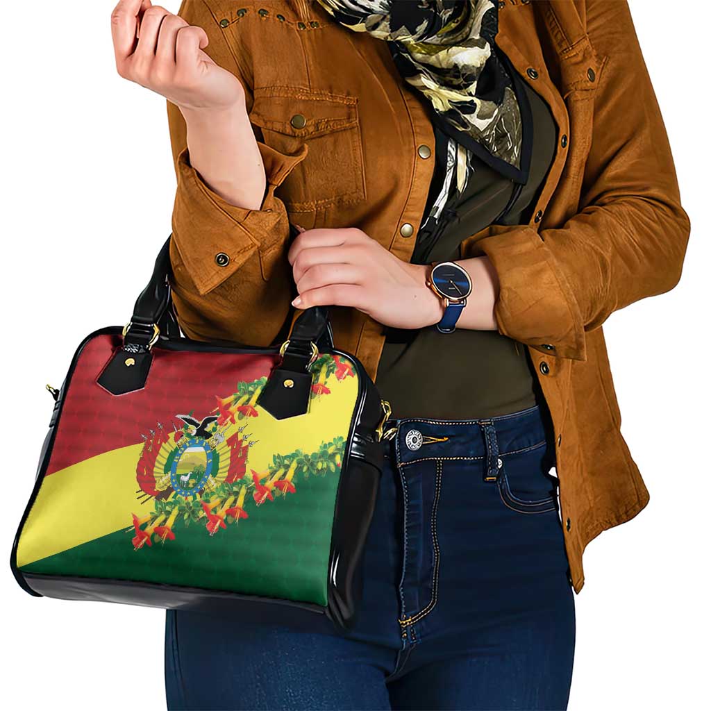 Bolivia Andean Condor Kantuta Flowers Shoulder Handbag
