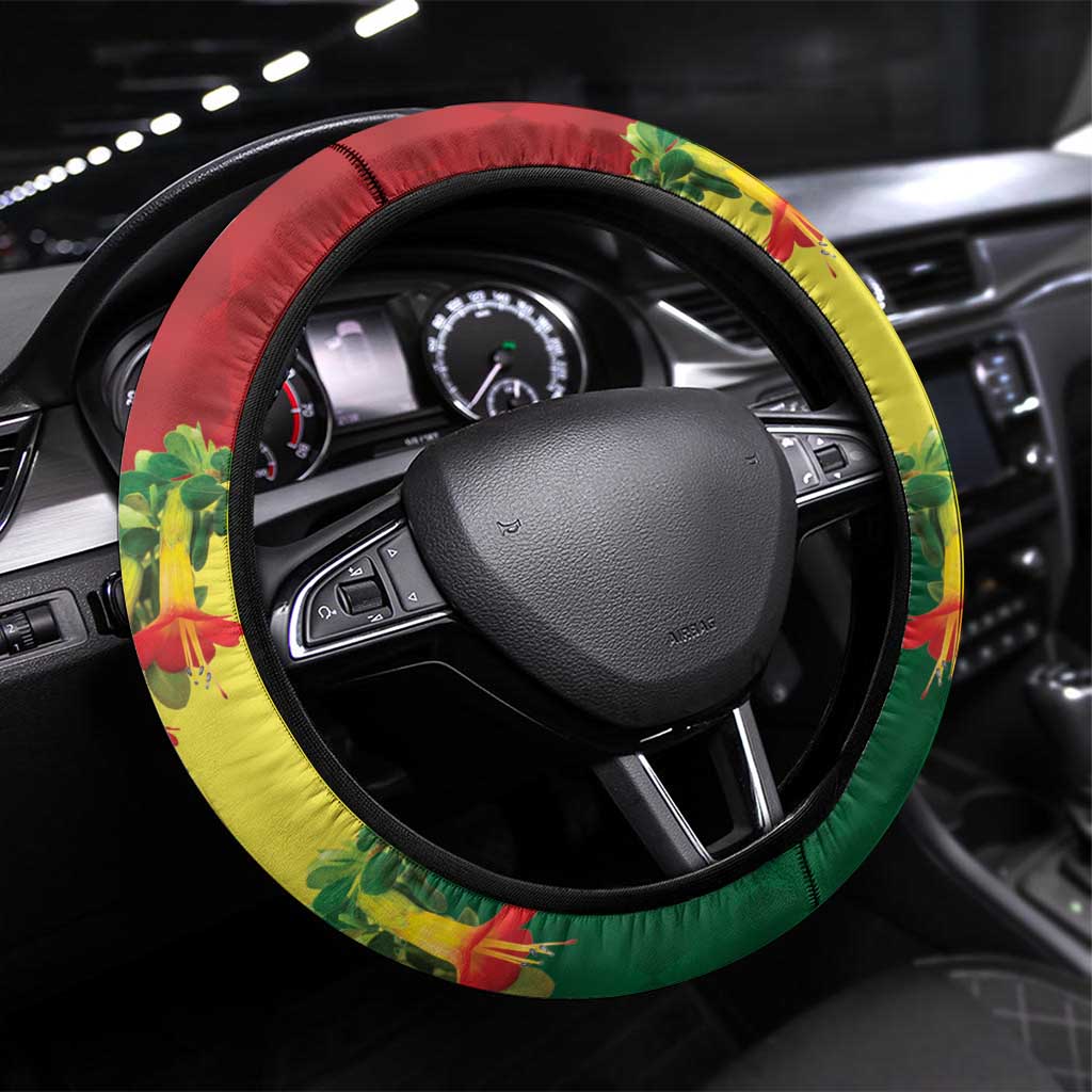 Bolivia Andean Condor Kantuta Flowers Steering Wheel Cover