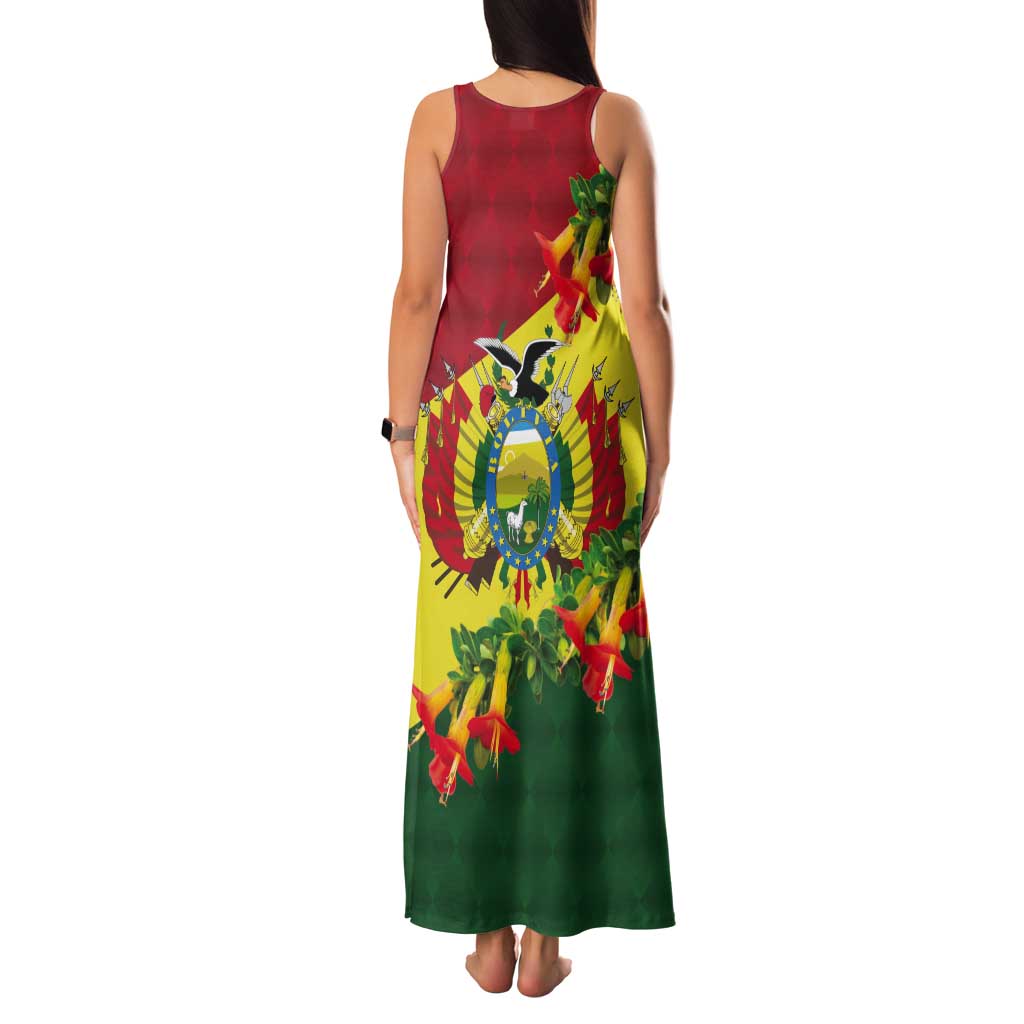 Bolivia Andean Condor Kantuta Flowers Tank Maxi Dress