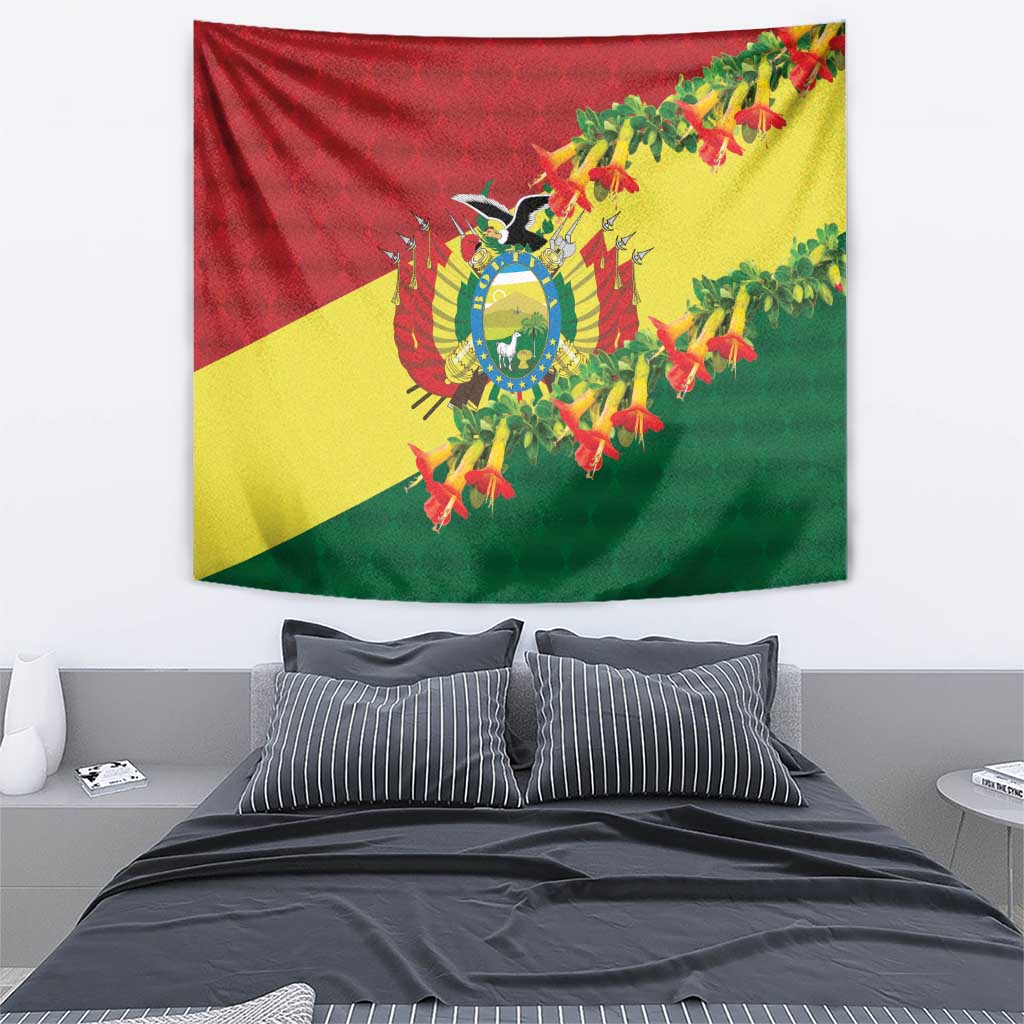 Bolivia Andean Condor Kantuta Flowers Tapestry