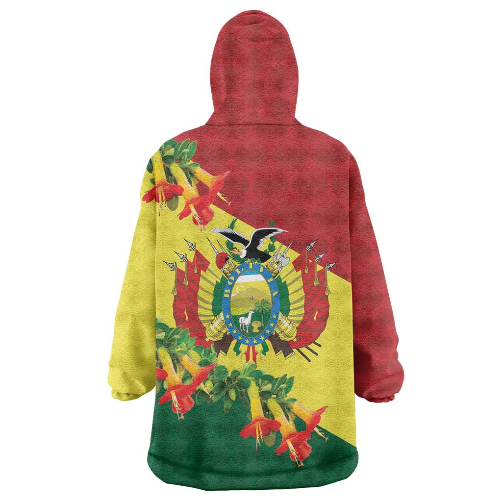 Bolivia Andean Condor Kantuta Flowers Wearable Blanket Hoodie